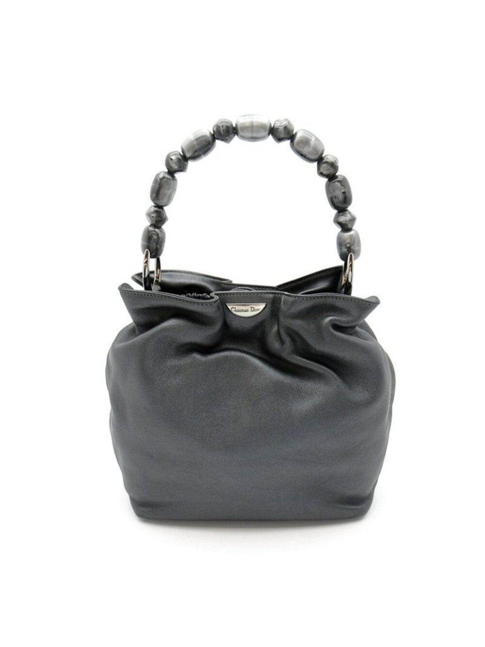 Dior Malice Pearl Handbag Leather Gray